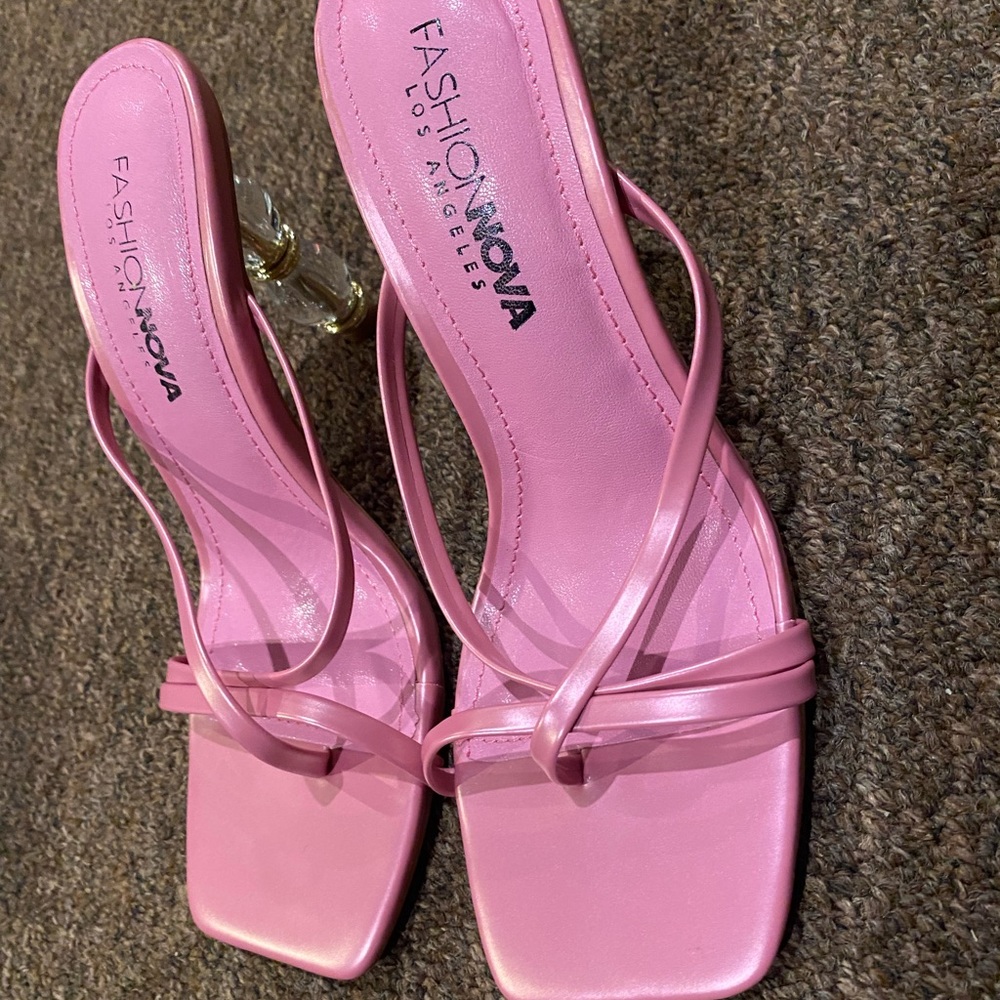 Fashion Nova Pump Heel 6 Sandals Stilettos  Ankle Strap Open Toe Dress Shoes